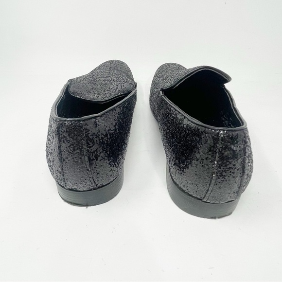 AMALI Men’s Black BARNES Glitter Sparkle Smoking Tuxedo Slip On Loafers Size 12 - Picture 4 of 7
